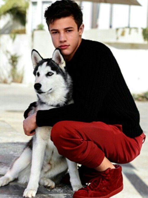 Cameron Dallas with his dog