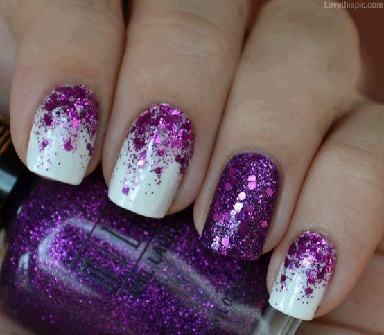 purple glitter nails