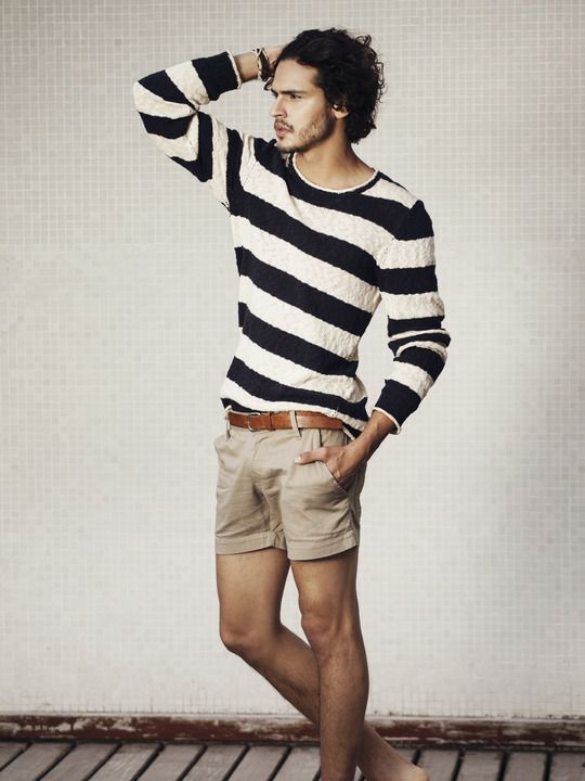 Striped Shirt With Khaki Shorts Pictures, Photos, and Images for