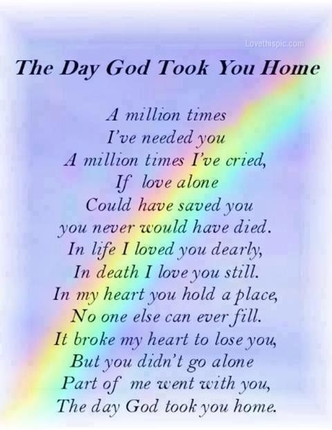 the day god took you home