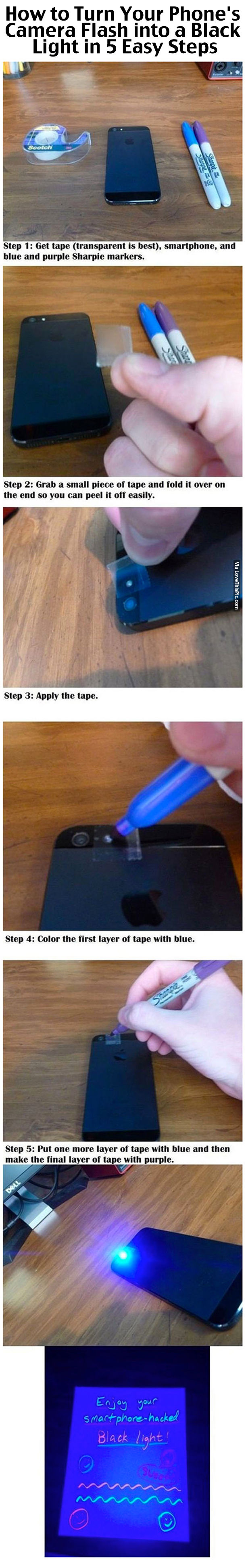 How To Turn Your Phone's Camera Flash Into A Black Light In 5 Easy