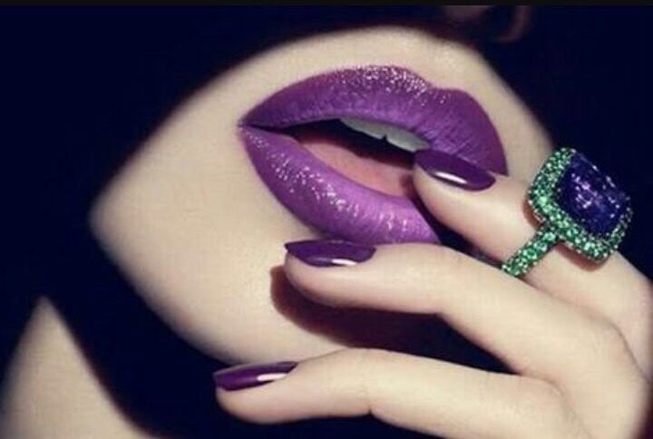 Purple Lips And Nails