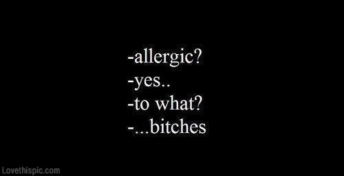 Allergic? Yes. To what? Bitches