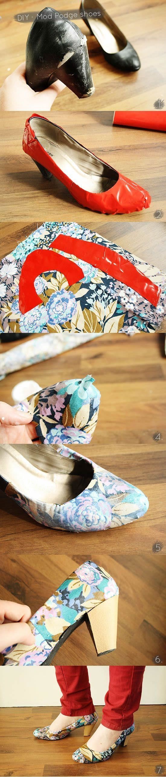 Redo Old Shoes with Fabric
