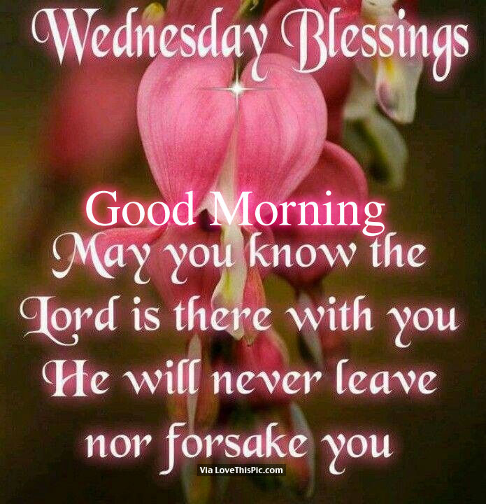 Good Morning Wednesday Morning Blessings Wednesday Blessings, Good Morning. May You Know The Lord Is There With You  He Will Never Leave Nor Forsake You Pictures, Photos, And Images For  Facebook, Tumblr, Pinterest, And Twitter