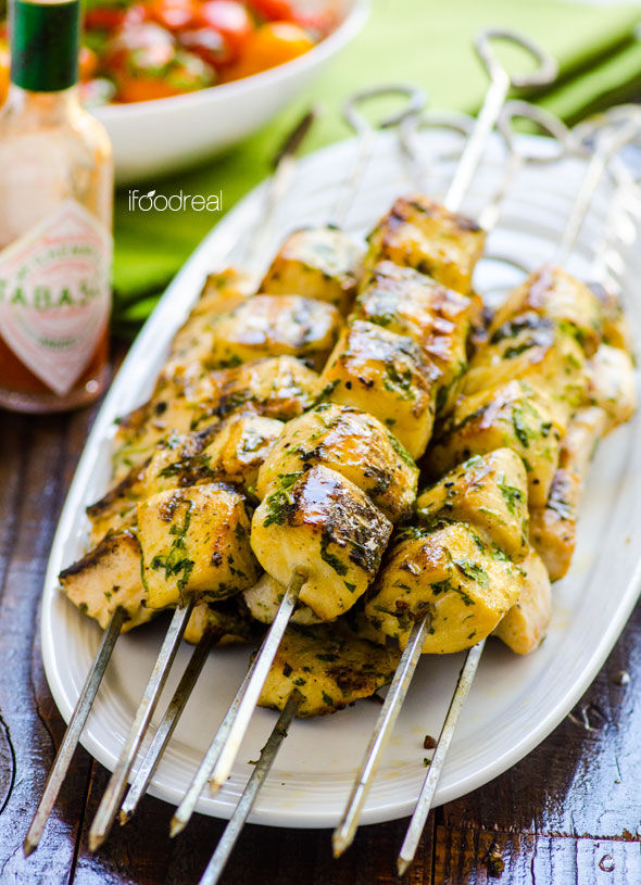 Grilled Spicy Cilantro Fish Kebabs Pictures, Photos, and Images for