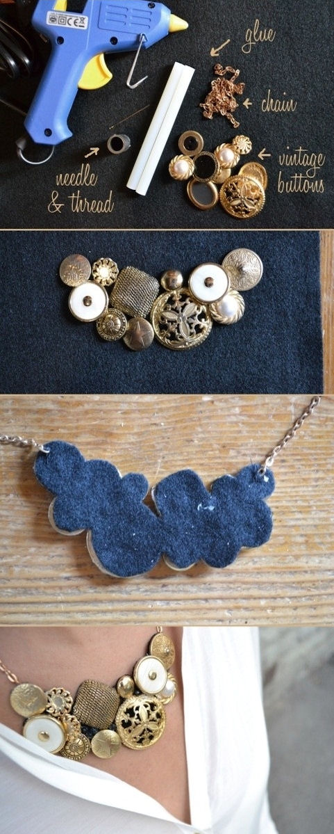 DIY vinatge button necklace