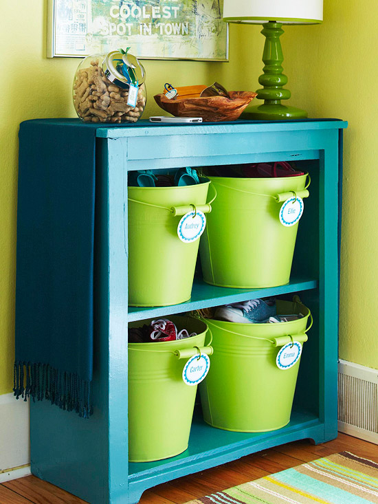 Bookcase for pails