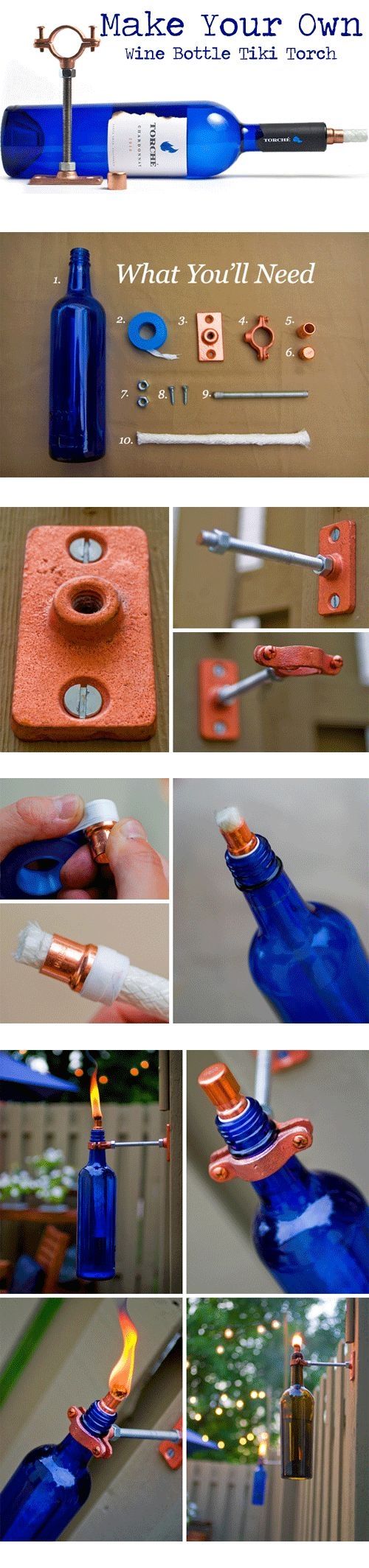 DIY Wine Bottle Tiki Torch