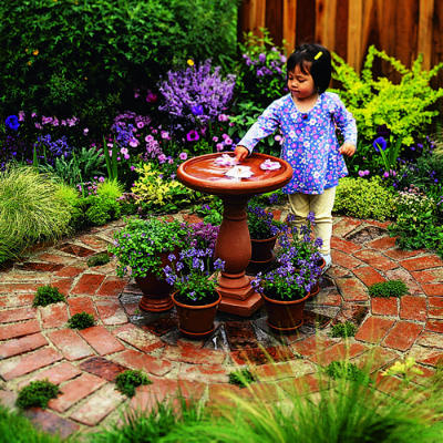 Garden with brick patio