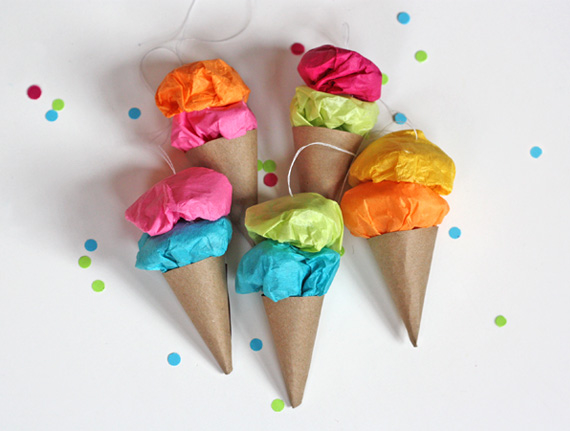 Paper ice cream ornaments