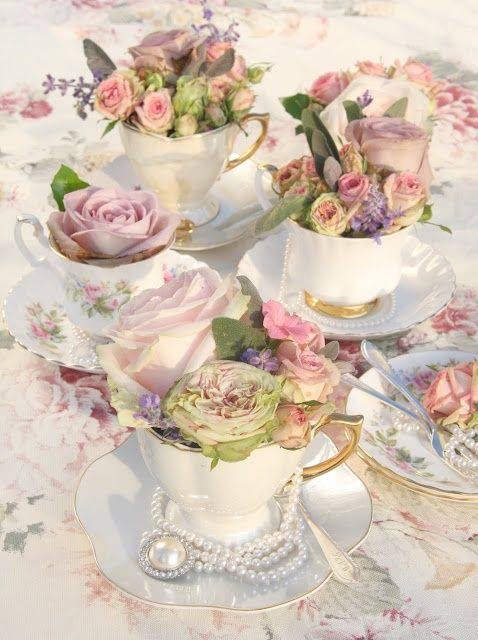 Rose Filled Teacups Rose Filled Teacups