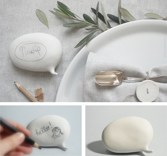 Ceramic escort card speech balloon Ceramic escort card speech balloon