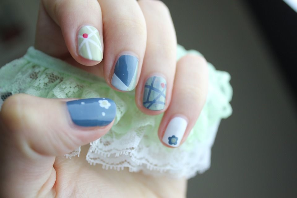 Geometric Blue And Pastel Green Nails Pictures, Photos, and Images for Facebook, Tumblr