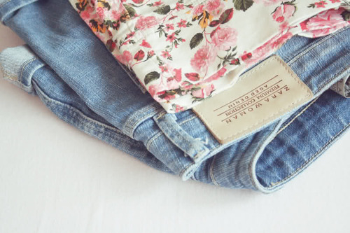 Short shorts and floral cloth