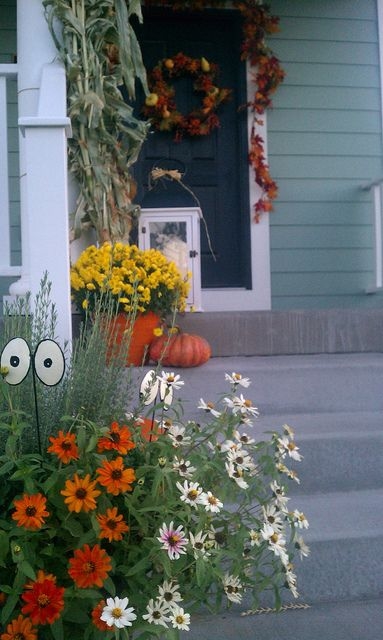 Front Entrance Decorated for Fall