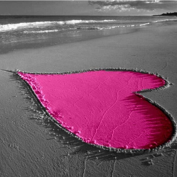 Pink Heart in the Sand