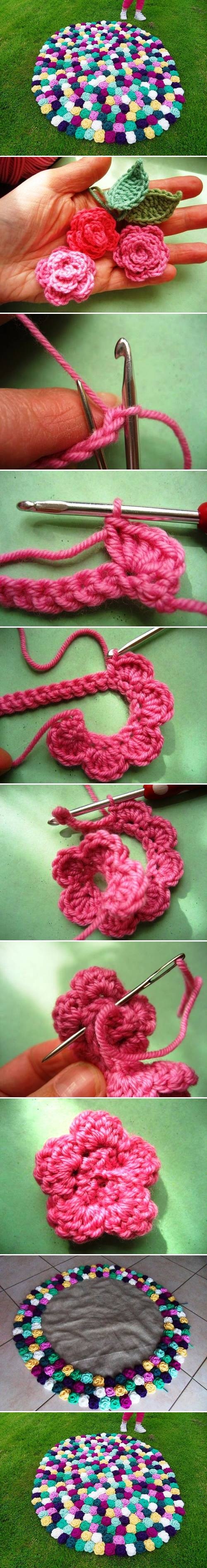DIY Crochet Flower Rug