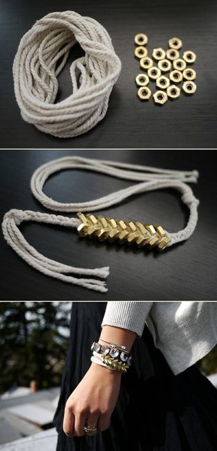 DIY braided hex nut bracelet DIY braided hex nut bracelet