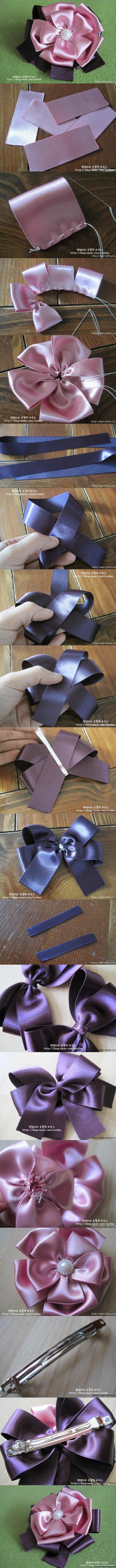 DIY Girl Ribbon Rose Clip