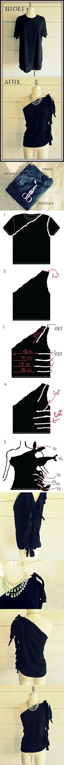 Diy No Sew One Shoulder Shirt Diy No Sew One Shoulder Shirt