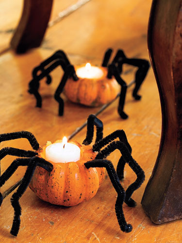 Halloween Spider Pumpkin Candle Holders
