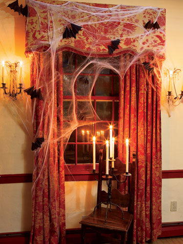 Webs and bats curtain decorations Webs and bats curtain decorations