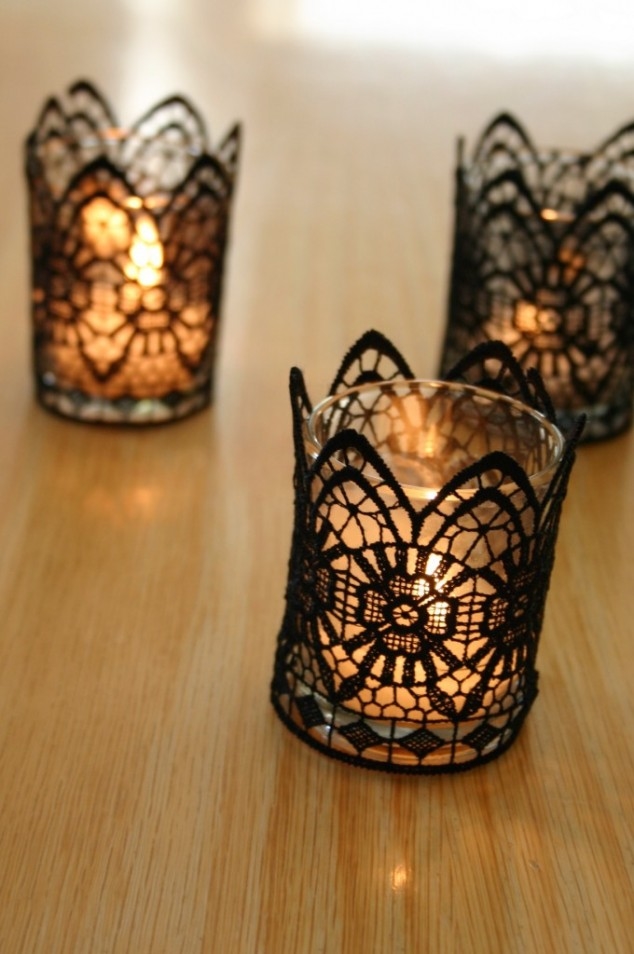 Black lace candles