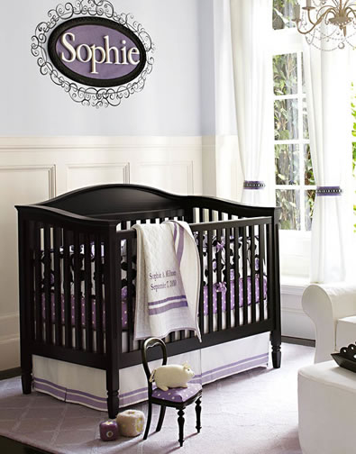 Lavender and black themed girl nursery