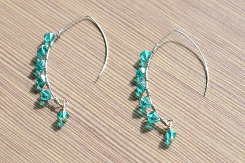 Coil Earrings with Beads and Wire