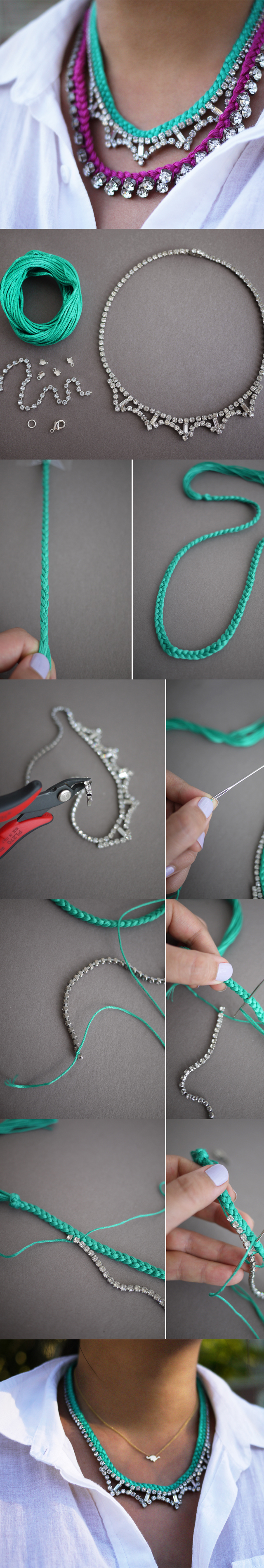 DIY Braided Rhinestone Necklace DIY Braided Rhinestone Necklace
