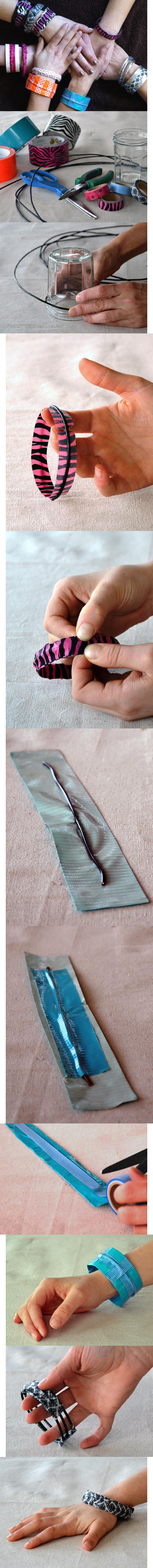 DIY duct tape and washi tape bracelets