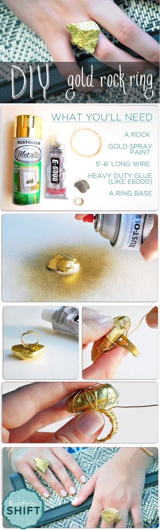 DIY Gold Rock Ring