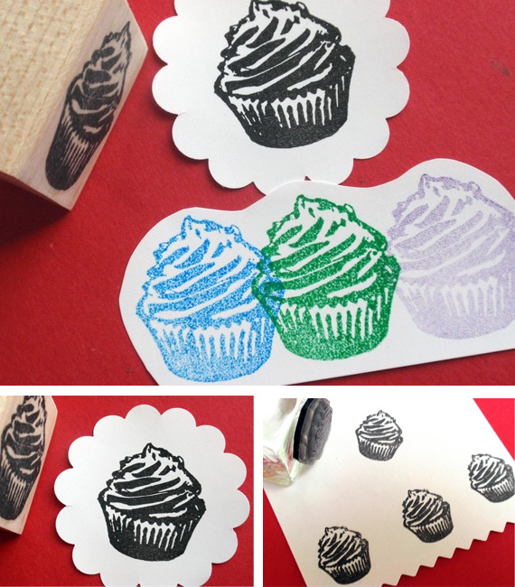 Cupcake rubber stamp