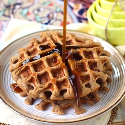 Healthy quinoa protein waffles