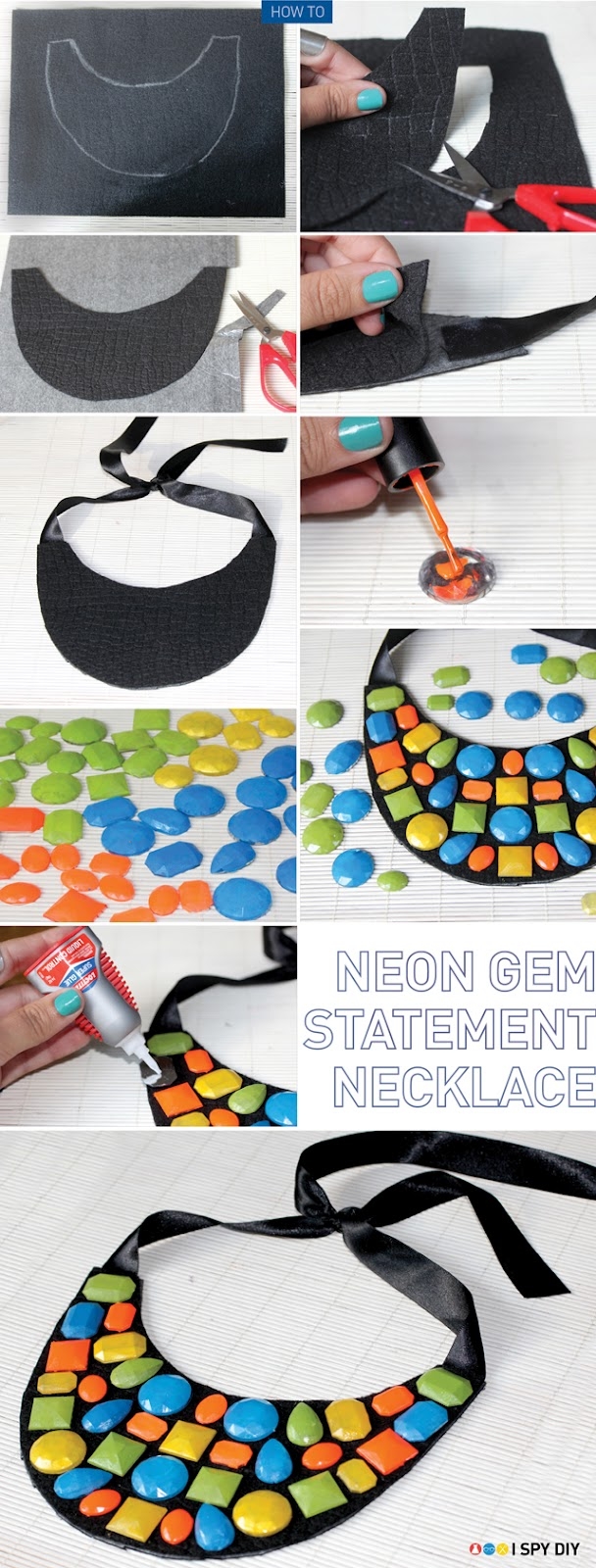 DIY Neon Gem Statement Necklace