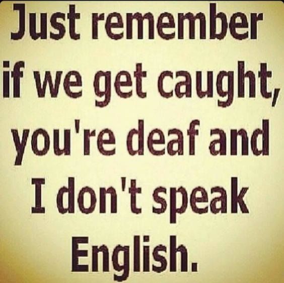 Just Remember If We Get Caught, You're Deaf And I Dont Speak English
