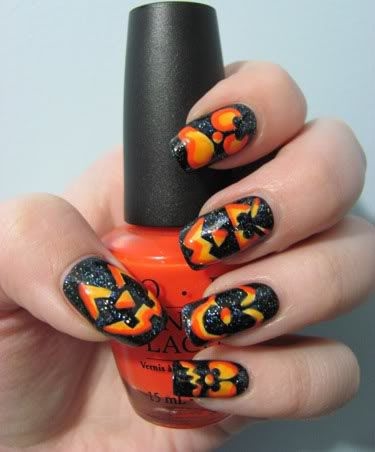 Halloween lantern nails Halloween lantern nails