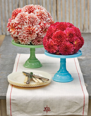 Colored floral centerpieces