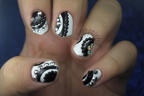 Gem and studs nail art