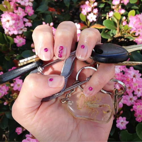 Pink marbled embellishments 