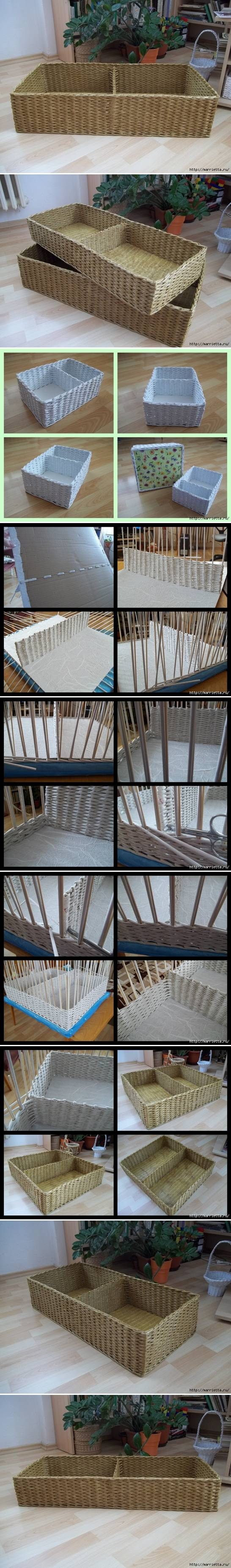 DIY Newspaper Basket with Compartments