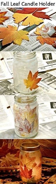 DIY Fall Leaf Candle Holder