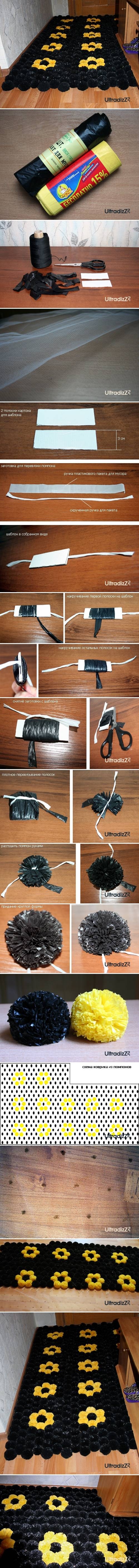 DIY Plastic Bag Pom Pom Mat