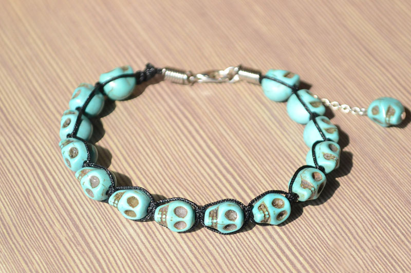 Bracelets with turquoise skull beads