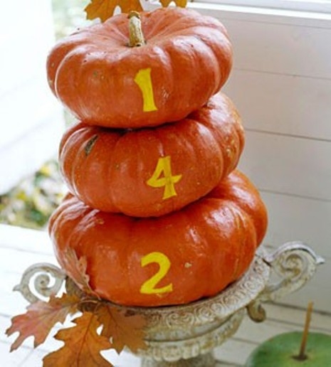 Pumpkin Topiary with House Numbers