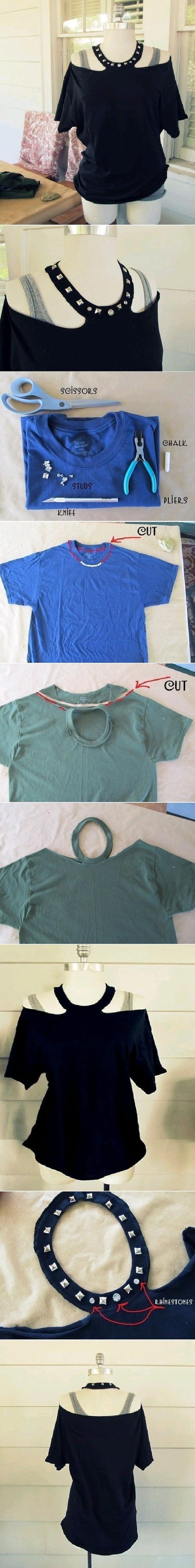 DIY Rhinestone Collar Shirt DIY Rhinestone Collar Shirt