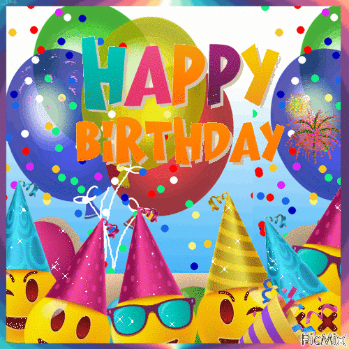 Smiley Happy Birthday Confetti Animated Quote Pictures, Photos, and