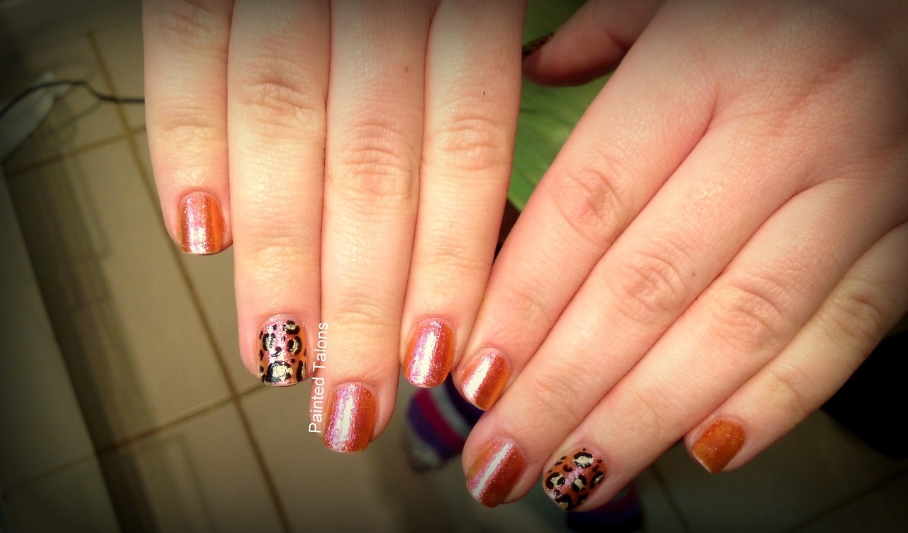 Leopard gold accent nails