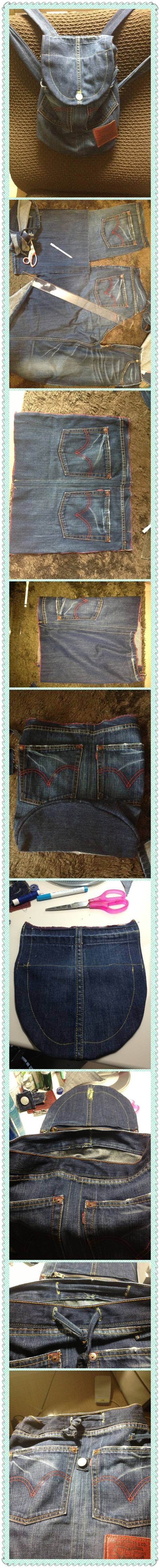 DIY Old Denim Backpack DIY Old Denim Backpack